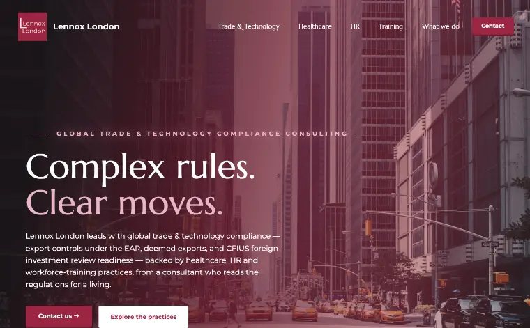 Lennox London website, built by WatchLocal