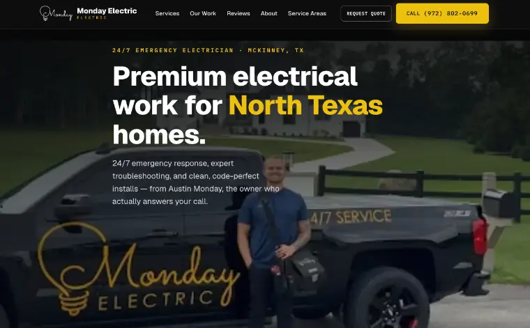 Monday Electric website, built by WatchLocal
