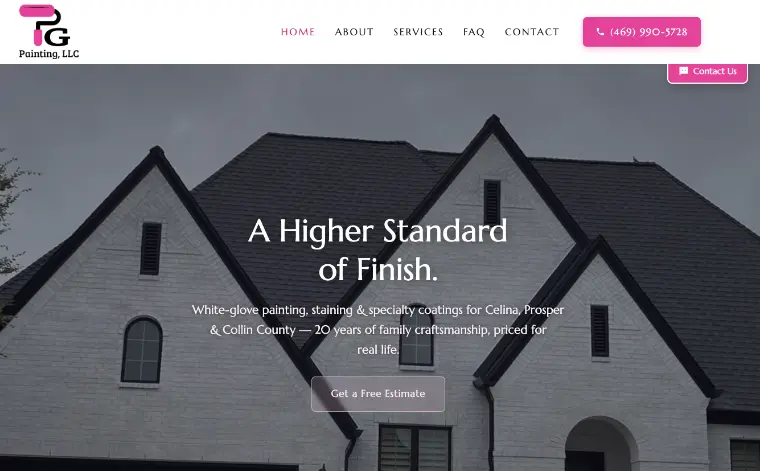 PG Painting website, built by WatchLocal