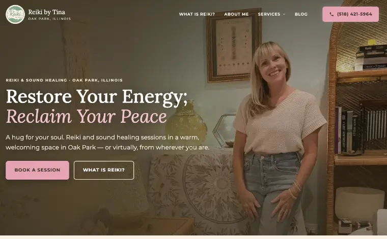 Reiki by Tina website, built by WatchLocal