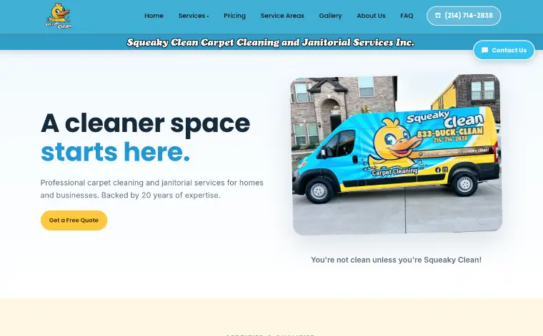 Squeaky Clean Carpet Cleaning website, built by WatchLocal