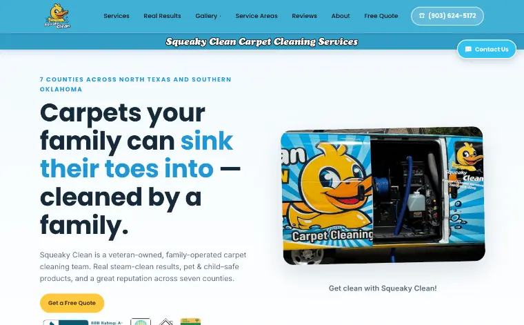Team Squeaky Clean website, built by WatchLocal