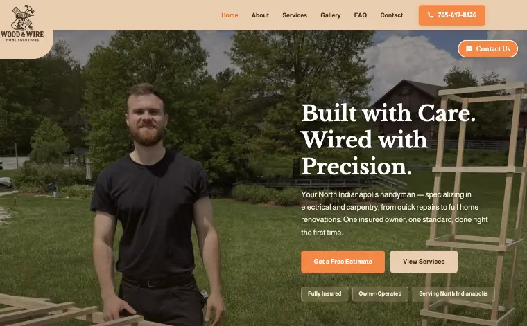 Wood & Wire Home Solutions website, built by WatchLocal